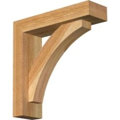 Thorton Block Rough Sawn Bracket W/ Offset Brace, Western Red Cedar, 4"W X 14"D X 14"H