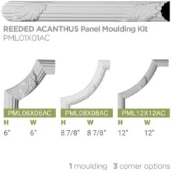 SAMPLE - 1 3/4"H X 1 1/8"P X 12"L Reeded Acanthus Leaf Panel Moulding -ZORO Materials Sale PCI20Enterprises20dba20Ekena20Millwork 167879xx05xx31869c