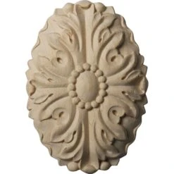 2 1/2"W X 3 1/2"H X 5/8"P Ashford Oval Rosette, Rubberwood