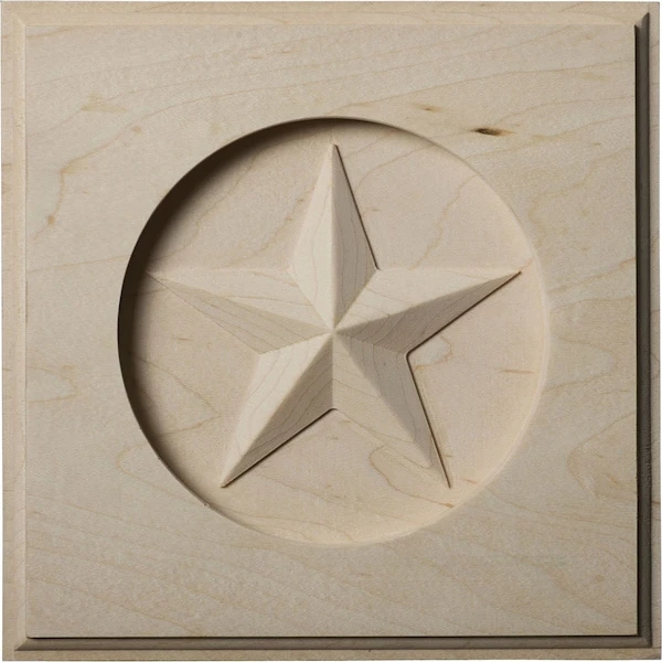 6"W X 6"H X 1"P Austin Star Rosette, Rubberwood 3 6"W X 6"H X 1"P Austin Star Rosette, Rubberwood