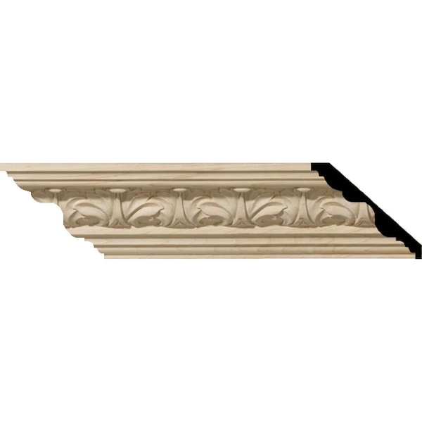 SAMPLE - 3 3/8"H X 3 3/4"P X 5"F X 12"L Acanthus Leaf Carved Wood Crown Moulding, Cherry 3 SAMPLE - 3 3/8"H X 3 3/4"P X 5"F X 12"L Acanthus Leaf Carved Wood Crown Moulding, Cherry