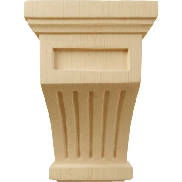 4 1/4"W X 4 1/4"D X 7"H Fluted Corbel, Alder 4 4 1/4"W X 4 1/4"D X 7"H Fluted Corbel, Alder - Image 2
