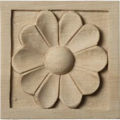 3"W X 3"H X 5/8"P Small Medway Square Rosette, Alder