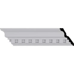 4 3/8"H X 3 1/2"P X 5 5/8"F X 94 1/2"L Dentil Crown Moulding