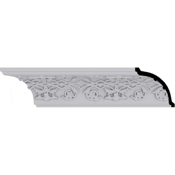 3 1/2"H X 3 1/2"P X 5"F X 94 1/2"L, (6 3/8" Repeat), Rose Crown Moulding 3 3 1/2"H X 3 1/2"P X 5"F X 94 1/2"L, (6 3/8" Repeat), Rose Crown Moulding