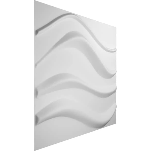 Wave EnduraWall Decorative 3D Wall Panel, White, 19 5/8"W X 19 5/8"H 4 Wave EnduraWall Decorative 3D Wall Panel, White, 19 5/8"W X 19 5/8"H - Image 2