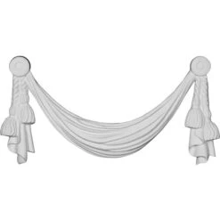 17 1/4"W X 6 1/4"H X 1 1/8"P Classic Tassel Swag Onlay