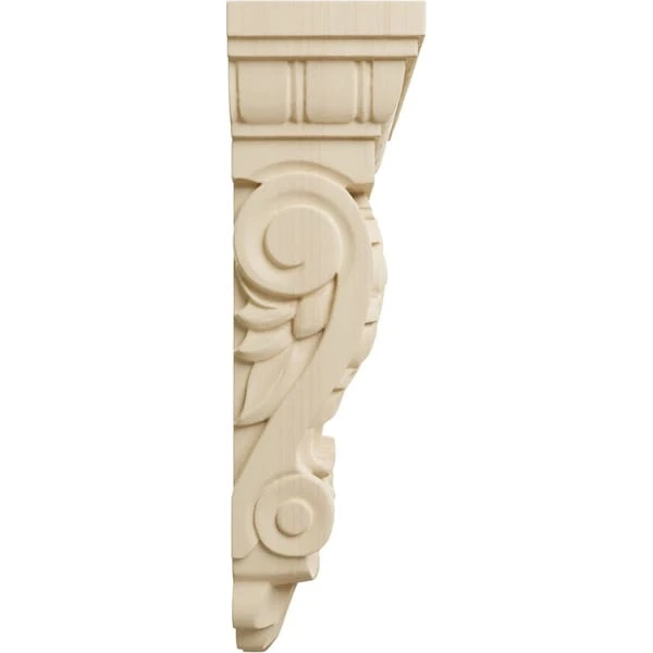 5 1/8"W X 2 3/4"D X 9 3/4"H Thin Flowing Acanthus Corbel, Rubberwood 6 5 1/8"W X 2 3/4"D X 9 3/4"H Thin Flowing Acanthus Corbel, Rubberwood - Image 4